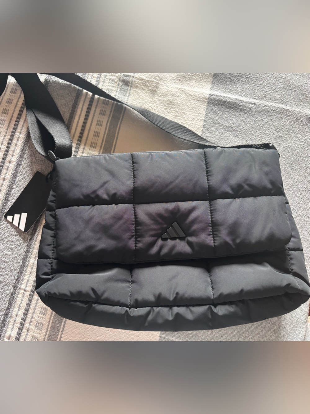 Chic adidas Black Quilted Puffer Crossbody Bag